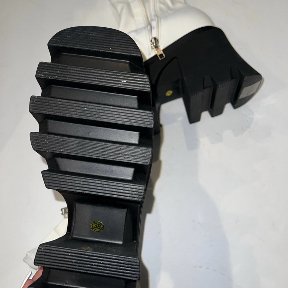 Bold White and Black Platform Ankle Booties - Picture 2 of 4